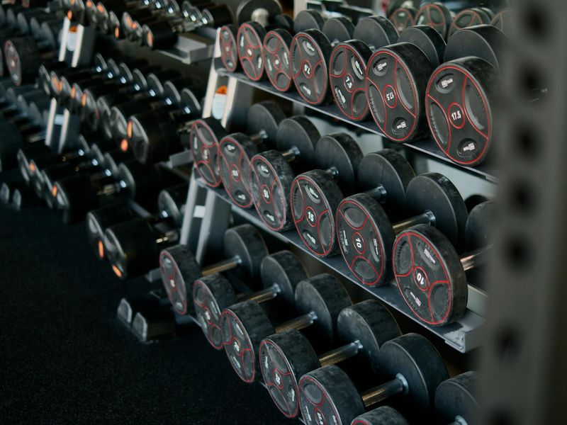 Detailed view of training equipment and organized gym space.